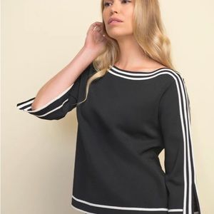 NWT Joseph Ribkoff Boatneck Black and White Top Size M